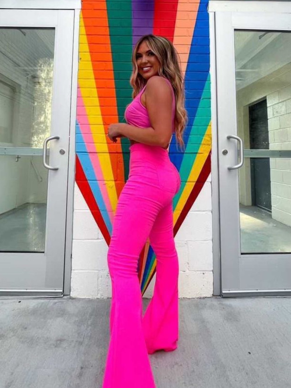 Willow Boutique Pink Boot Cut Pants
